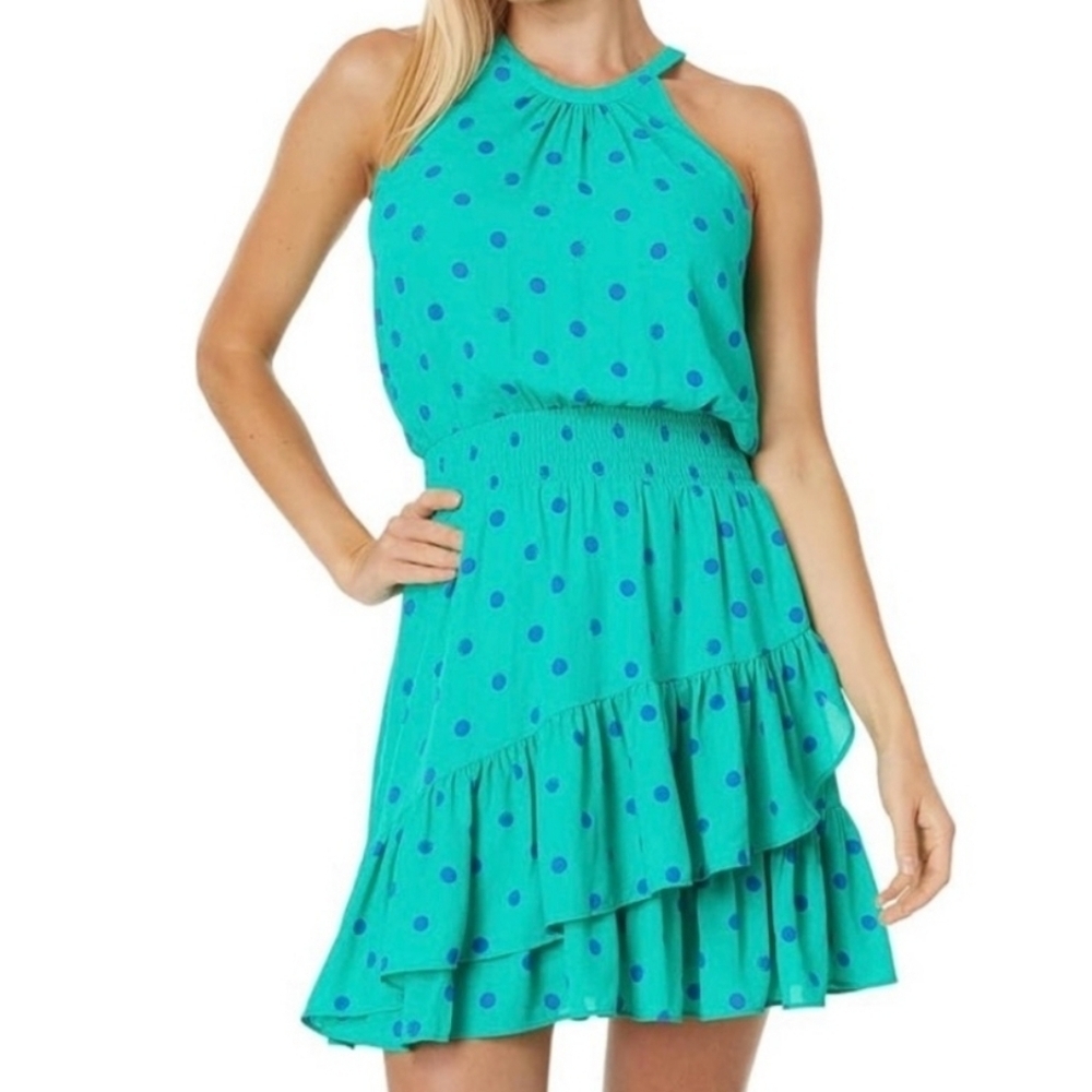 Lilly Pulitzer Botanical Green Hotter Spot Polkadot Halter Pamelyn Dress 2